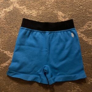 Free People Movement Blue Shorts with Black Waistband